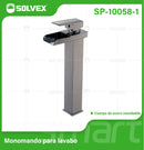 Llave de Lavamanos Individual Alta. Acabado satinado. Grifo para Lavabo. Pluma Agua Fría y Caliente.