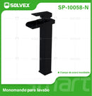 Llave de Lavamanos Individual Alta. Color negro. Grifo para Lavabo. Pluma Agua Fría y Caliente.