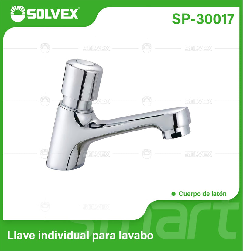 Grifo para lavamanos de latón cromado tipo pulsador. Pluma Llave individual de baño con cierre automático.