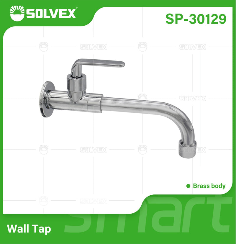 Llave de agua de latón cromado. Pluma Grifo de pared largo para lavandería con válvula de agua y tapa de acero inoxidable.