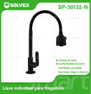 Llave individual para fregador de latón cromado. Pluma grifo de cocina alto con cuello flexible y doble función. Color negro.