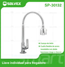 Llave individual para fregador de latón cromado. Pluma grifo de cocina alto con cuello flexible y doble función.