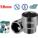 Socket hexagonal 3/4" Cr-V de 19mm con tratamiento térmico 6Pts. Material 50BV30. Dado