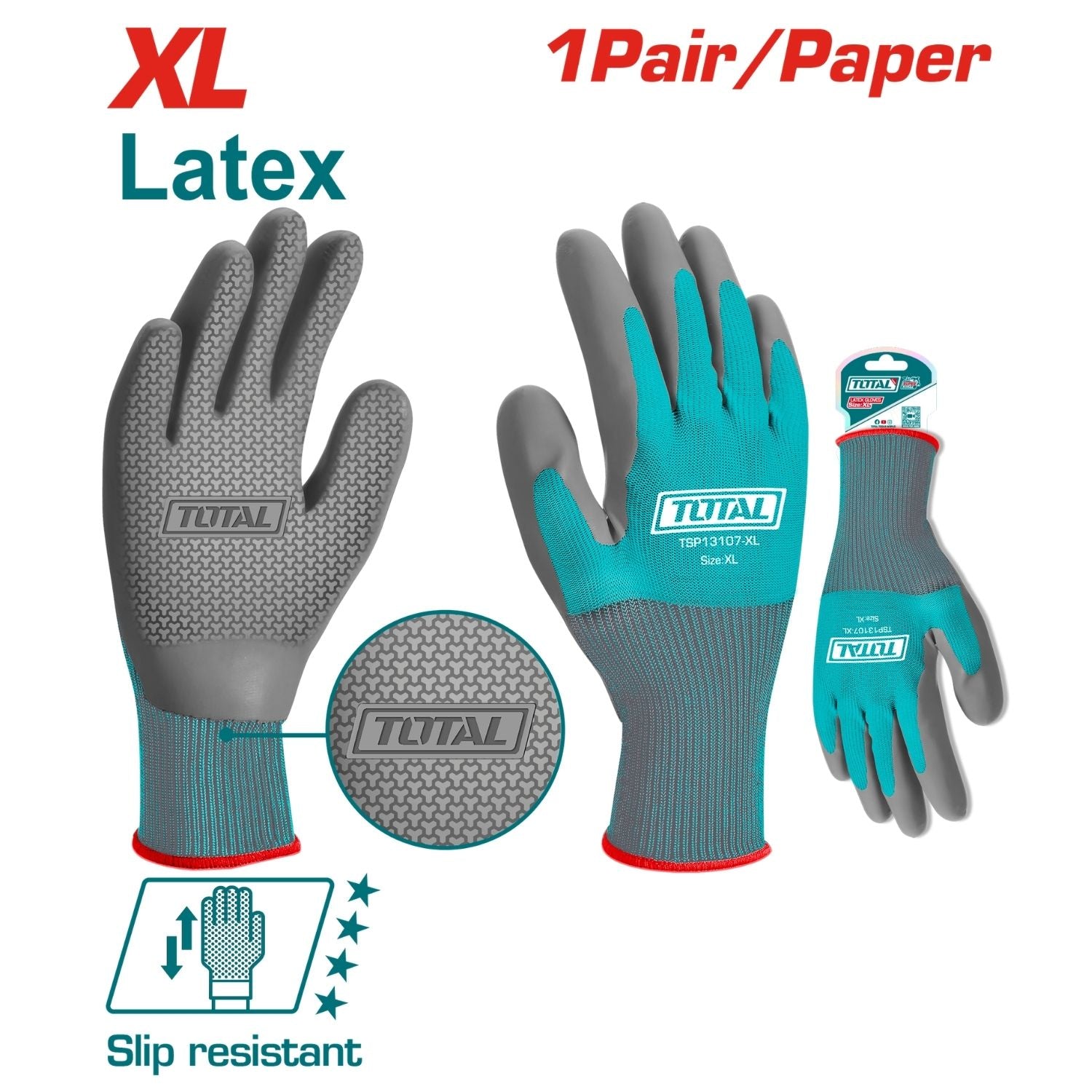 Guantes de látex Talla XL Calibre 13 Ideal para vidrio y agarre en superficies lisas. (1 par)