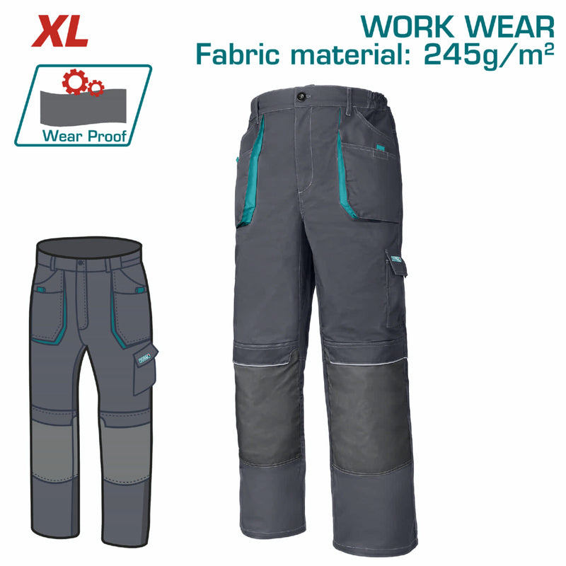 Pantalones de Trabajo con material reflectante y bolsillos. Talla XL Color Gris