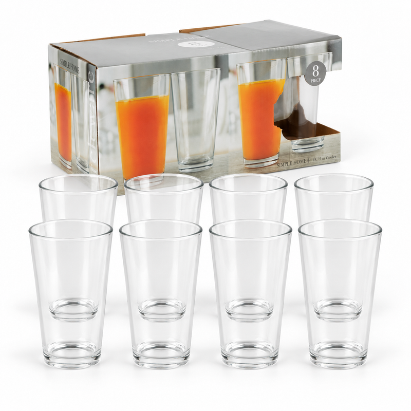 Vasos Altos de Vidrio Transparentes de 15.75Oz (460ml) para Bebidas Agua Cocteles (Set de 8)