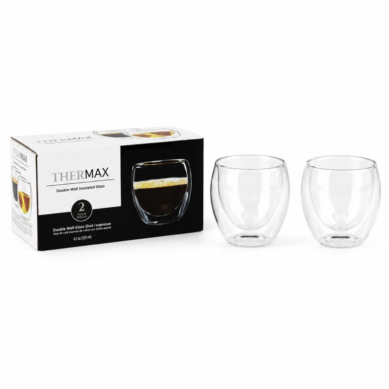Tazas de Doble Pared de Borosilicato para Shot y Espresso 4.2 oz (120ml) Vasos de Vidrio para Café y Té (Set de 2)