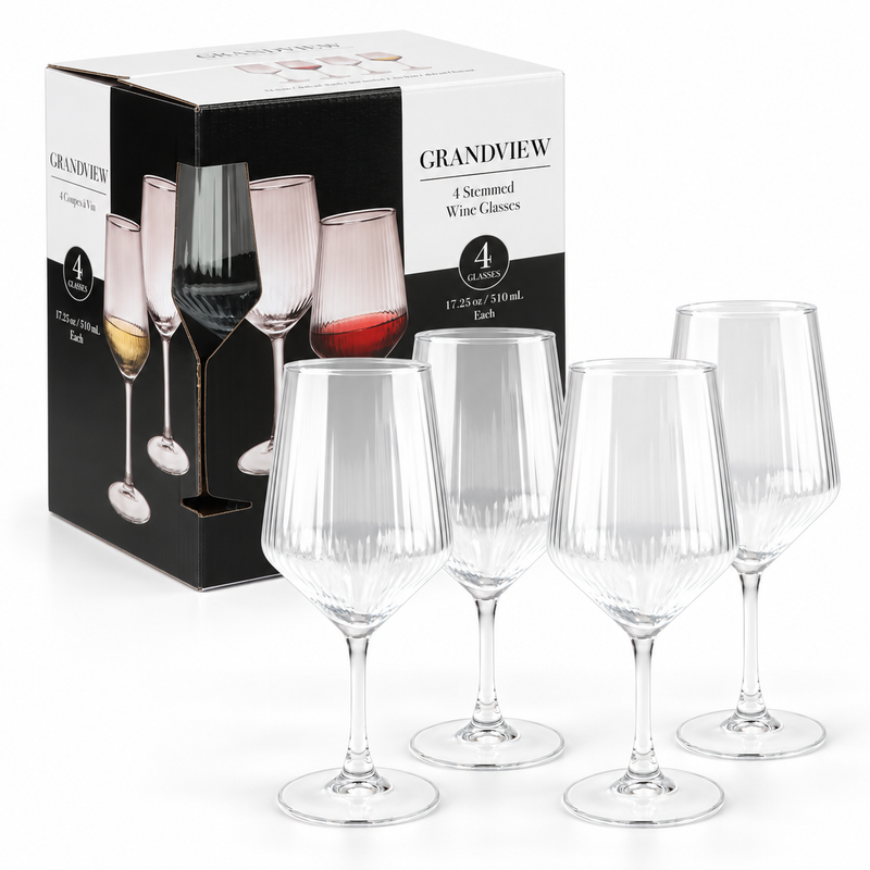 Copas de Cristal Para Vino 17.25 Oz (510ml)  Copas Transparentes Elegantes y Ligeras (Set de 4)