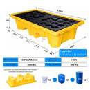 Bandeja De Contención Antiderrames De HDPE Para 2 Tanques 51.2x26.8"x11.8" (Cap 32 Gal). Plataforma De Almacenamiento de pintura apilable para Tambores Y Cubos.