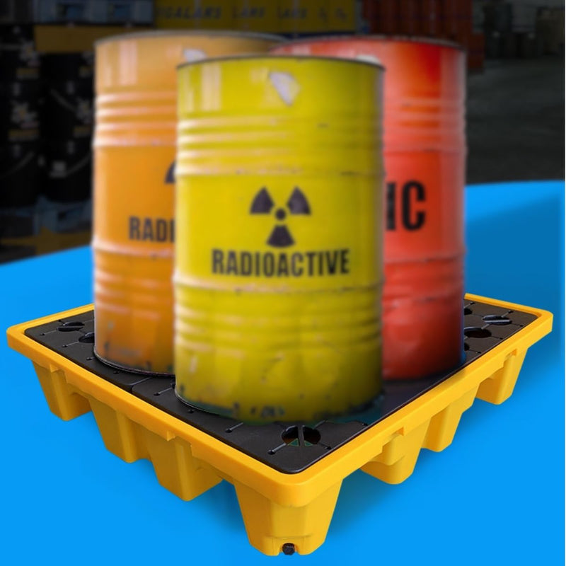 Bandeja De Contención Antiderrames De HDPE Para 2 Tanques 51.2x26.8"x11.8" (Cap 32 Gal). Plataforma De Almacenamiento de pintura apilable para Tambores Y Cubos.