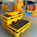 Bandeja De Contención Antiderrames De HDPE Para 4 Tanques 51.2x51.2"x11.8" (Cap 68 Gal). Plataforma De Almacenamiento de pintura apilable para Tambores Y Cubos.