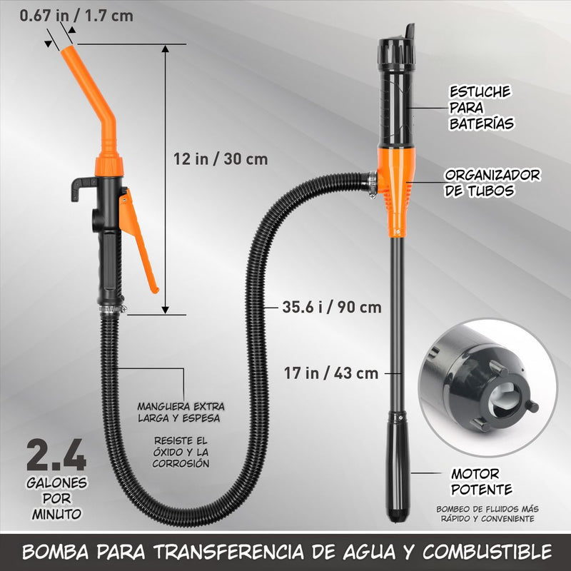 Bomba Eléctrica Portátil Para Combustible Y Agua. Extración De Aceite Y Diésel. Sifón Automático Con Boquilla De Control De Flujo.