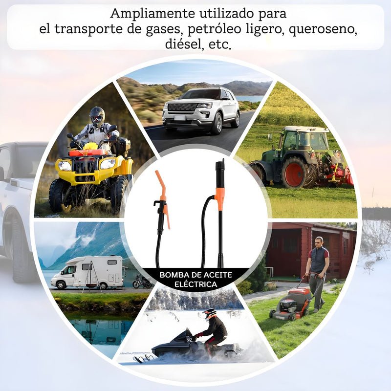 Bomba Eléctrica Portátil Para Combustible Y Agua. Extración De Aceite Y Diésel. Sifón Automático Con Boquilla De Control De Flujo.