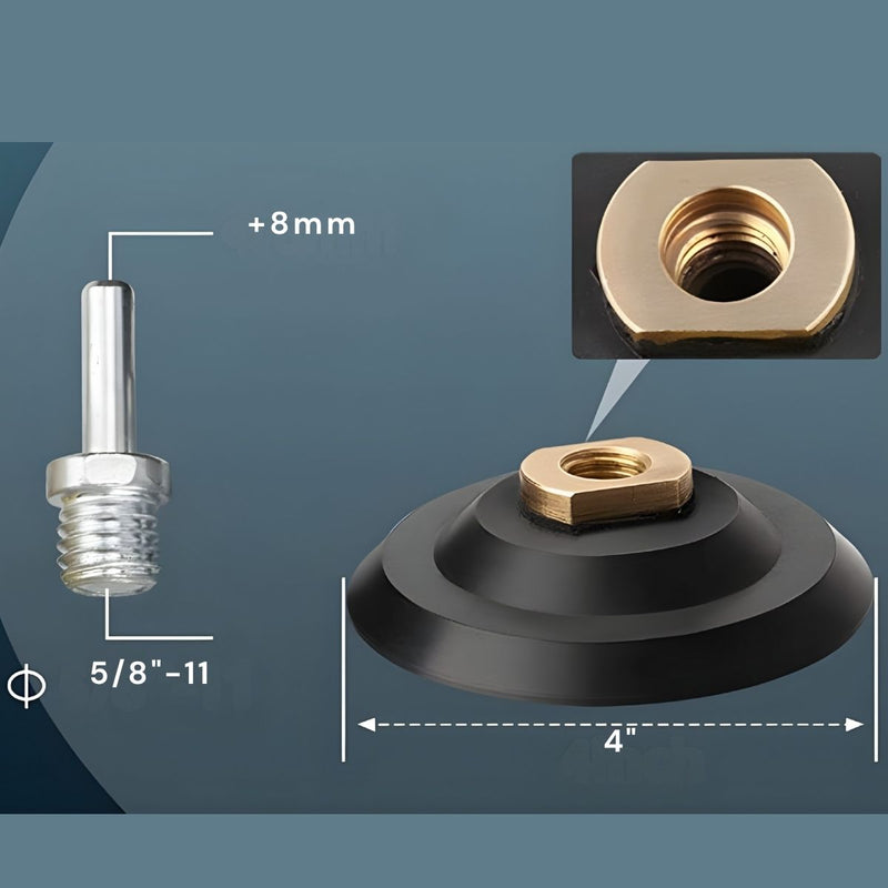 Disco De Goma Con Velcro Para Pulidora 4" (10.16 Cm) Rosca 5/8"-11. Soporte De Lija Y Pulido Velcro Alta Velocidad 12000 RPM