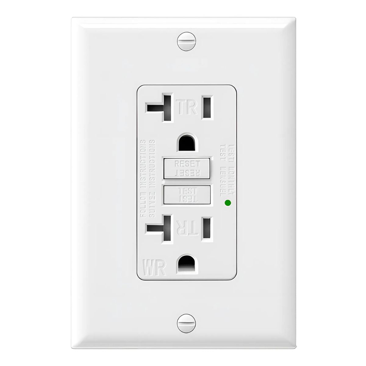 Tomacorriente doble GFCI 20A 125V a Prueba de Agua y Sobrecargas. Enchufe Eléctrico de Seguridad con Reset y Test.