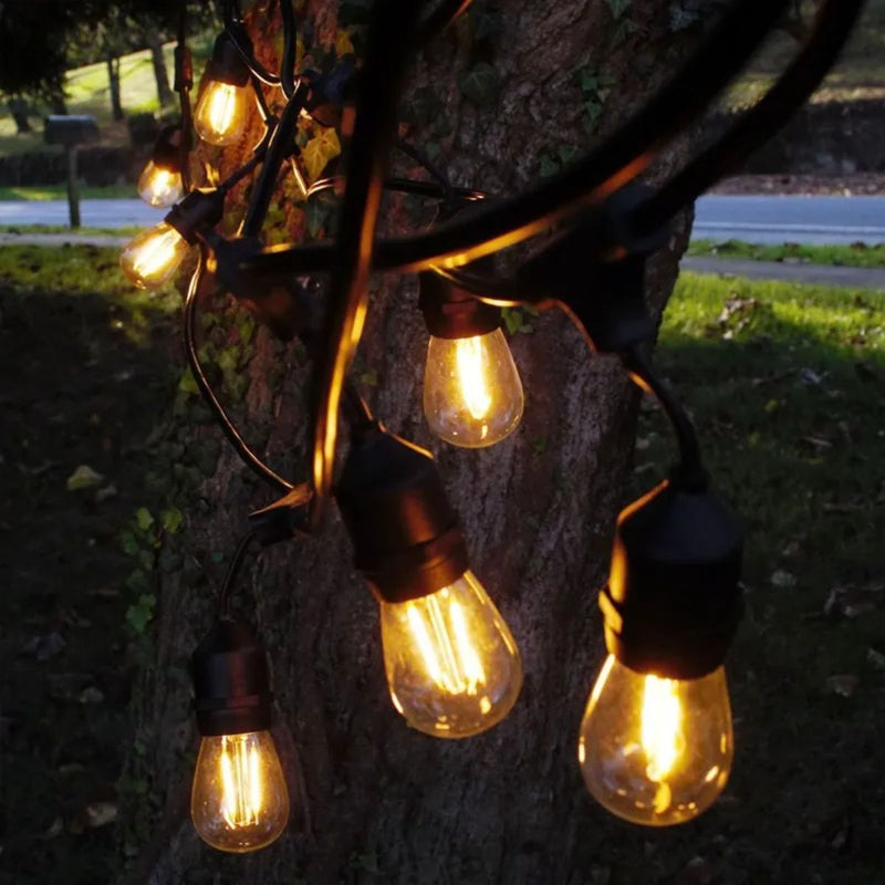 Guirnalda Tira LED (15 metros). Luces 15 Bombillos Luz Cálida Para Exteriores IP65, Estilo Vintage Edison 110V.