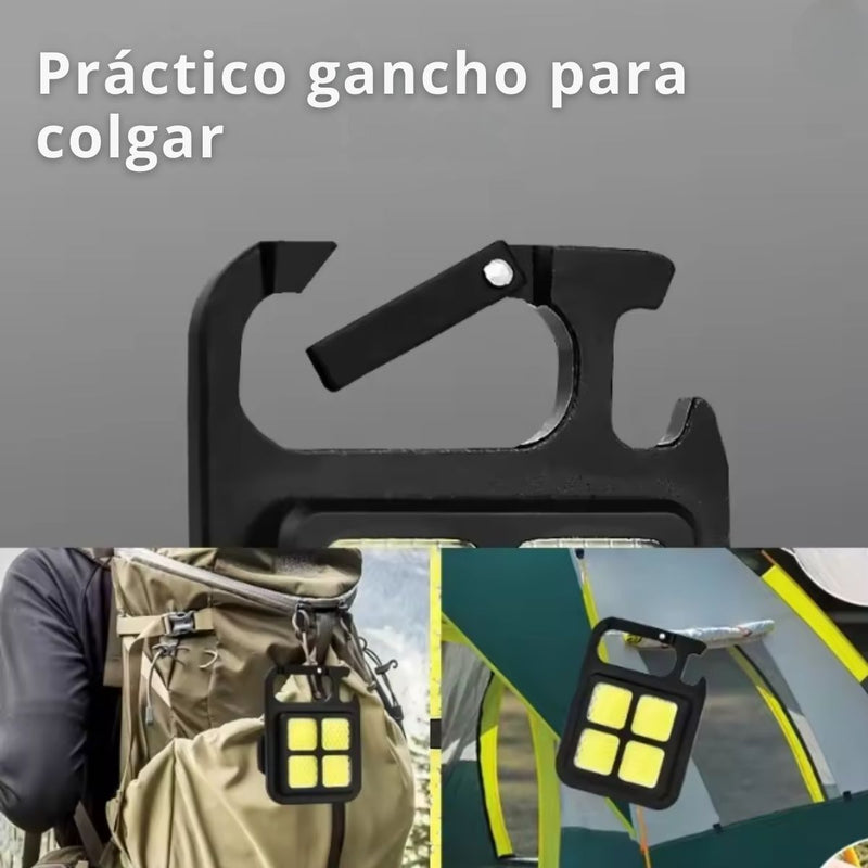 Linterna lámpara COB Led Recargable Portátil Con Abrebotellas Y Gancho. Luz De Trabajo Multifuncional 150 mAh De llavero carga USB.