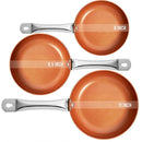 Sartenes Antiadherentes De Cobre Cerámico (Set de 3 unids) 11”, 9.5” y 8”.