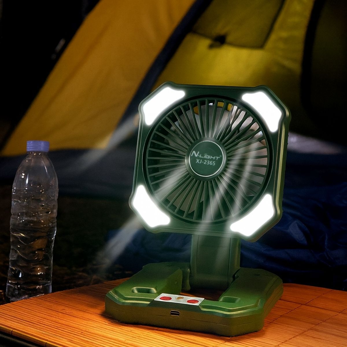 Abanico Portátil Recargable USB Tipo C Silencioso De 3 Velocidades. Ventilador De Escritorio Con Luz LED Integrada. 7W. Ideal para Camping.