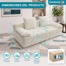 Sofá Moderno de 3 Puestos Empacado al Vacío. Espuma 32D de Alta Densidad con Resortes (232x99x68cm). Color beige claro.