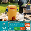 Termo Cooler Agua 5.8 Galones 22 Lts. Dispensador de Bebidas Térmico con Grifo de Alta Resistencia para Agua Jugos Ideal Camping Obra Eventos. Color Amarillo