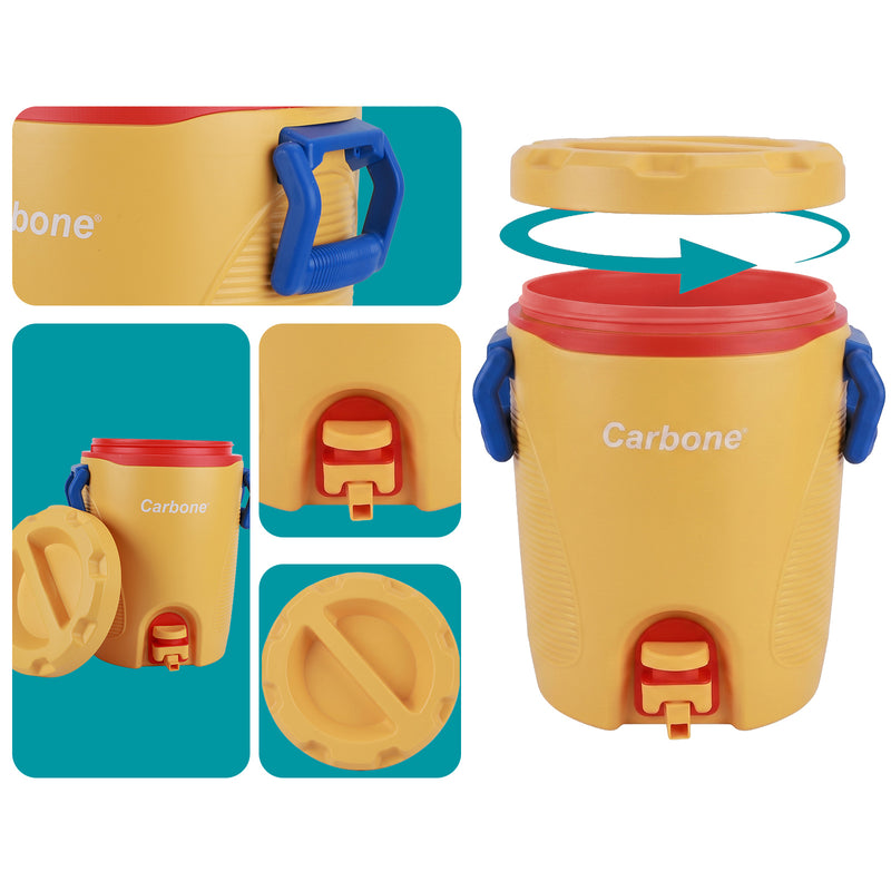 Termo Cooler Agua 5.8 Galones 22 Lts. Dispensador de Bebidas Térmico con Grifo de Alta Resistencia para Agua Jugos Ideal Camping Obra Eventos. Color Amarillo