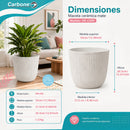 Maceta Decorativa Blanca con Acabado Cerámico Mate para Interior y Exterior D35*H30.5cm  Resistente a Rayos UV.