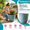 Maceta Decorativa Gris Clara con Acabado Cerámico Mate para Interior y Exterior D54.5*H48cm Resistente a Rayos UV.
