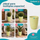 Maceta Alta Decorativa Beige con Acabado Cerámico Mate para Interior y Exterior D28.5*H37.7cm Resistente a Rayos UV.