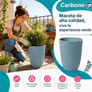 Maceta Alta Decorativa Gris Clara con Acabado Cerámico Mate para Interior y Exterior D28.5*H37.7cm Resistente a Rayos UV.