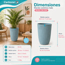 Maceta Alta Decorativa Gris Clara con Acabado Cerámico Mate para Interior y Exterior D28.5*H37.7cm Resistente a Rayos UV.