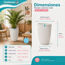 Maceta Alta Decorativa Blanca con Acabado Cerámico Mate para Interior y Exterior D35*H47cm Resistente a Rayos UV.