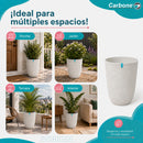 Maceta Alta Decorativa Blanca con Acabado Cerámico Mate para Interior y Exterior D43*H57cm Resistente a Rayos UV.