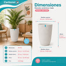 Maceta Alta Decorativa Blanca con Acabado Cerámico Mate para Interior y Exterior D43*H57cm Resistente a Rayos UV.