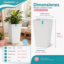 Maceta Cuadrada Alta Blanco con Acabado Cerámico Mate para Interior y Exterior L26*H43cm Resistente a Rayos UV.