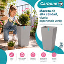 Maceta Cuadrada Alta Gris Clara con Acabado Cerámico Mate para Interior y Exterior L30*H55cm Resistente a Rayos UV.