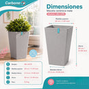 Maceta Cuadrada Alta Gris Clara con Acabado Cerámico Mate para Interior y Exterior L30*H55cm Resistente a Rayos UV.