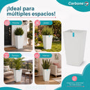 Maceta Cuadrada Alta Blanco con Acabado Cerámico Mate para Interior y Exterior L30*H55cm Resistente a Rayos UV.