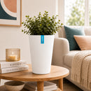 Maceta Alta Decorativa Blanca con Acabado Cerámico Mate para Interior y Exterior D17*H25cm Resistente a Rayos UV.