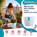 Maceta Decorativa Blanca con Acabado Cerámico Mate para Interior y Exterior D27*H20cm Resistente a Rayos UV.