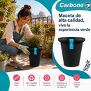 Maceta Decorativa Negra con Borde Redondeado y Acabado Cerámico Mate para Interior y Exterior D19.5*H19cm Resistente a Rayos UV.