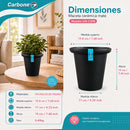 Maceta Decorativa Negra con Borde Redondeado y Acabado Cerámico Mate para Interior y Exterior D19.5*H19cm Resistente a Rayos UV.
