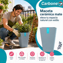 Maceta Decorativa Cuadrada Gris Oscuro con Acabado Cerámico Mate para Interior y Exterior L15*H23cm Resistente a Rayos UV.