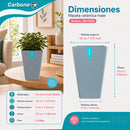 Maceta Decorativa Cuadrada Gris Oscuro con Acabado Cerámico Mate para Interior y Exterior L15*H23cm Resistente a Rayos UV.
