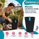 Maceta Decorativa Cuadrada Negra con Acabado Cerámico Mate para Interior y Exterior L15*H23cm Resistente a Rayos UV.