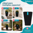 Maceta Decorativa Cuadrada Negra con Acabado Cerámico Mate para Interior y Exterior L15*H23cm Resistente a Rayos UV.