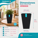 Maceta Decorativa Cuadrada Negra con Acabado Cerámico Mate para Interior y Exterior L15*H23cm Resistente a Rayos UV.