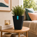 Maceta Decorativa Cuadrada Negra con Acabado Cerámico Mate para Interior y Exterior L15*H23cm Resistente a Rayos UV.