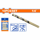 Brocas HSS de 1/4" Acero Alta Velocidad Set 10 pzas
