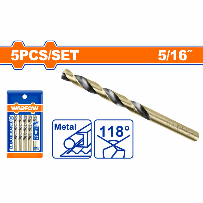 Brocas HSS de 5/16" Acero Alta Velocidad Set 5 pzas